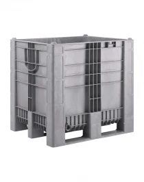 BoxPallet 1200х1000х1140 сплошной, на 3-х полозьях серый