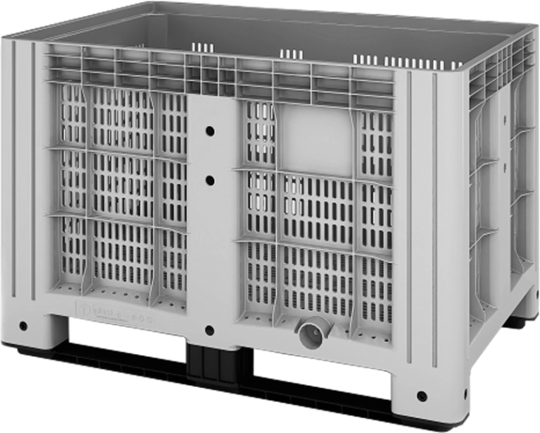 Контейнер 1200х800х800 мм перфорированный серый на полозьях купить в Калининграде Контейнер 1200х800х800 мм перфорированный серый на полозьях купить в Калининграде