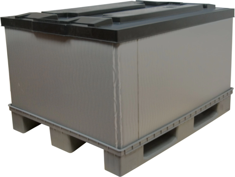 Контейнер 1200х800х860 мм сплошной разборный на п/паллет серый купить в Калининграде Контейнер 1200х800х860 мм сплошной разборный на п/паллет серый купить в Калининграде