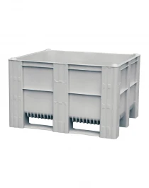 BoxPallet 1200х1000х740 мм сплошной на 3-х полозьях серый