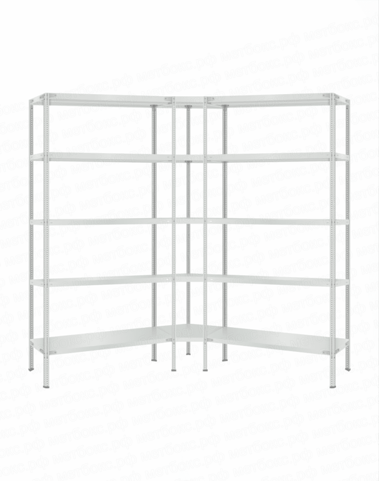 Стеллаж угловой 2000х1500х1500 (5 ярусов глубиной 300мм) купить в Калининграде